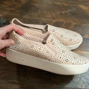 Michael Kors Blush Pink Perforated Platform Slip-On Sneakers 9.5